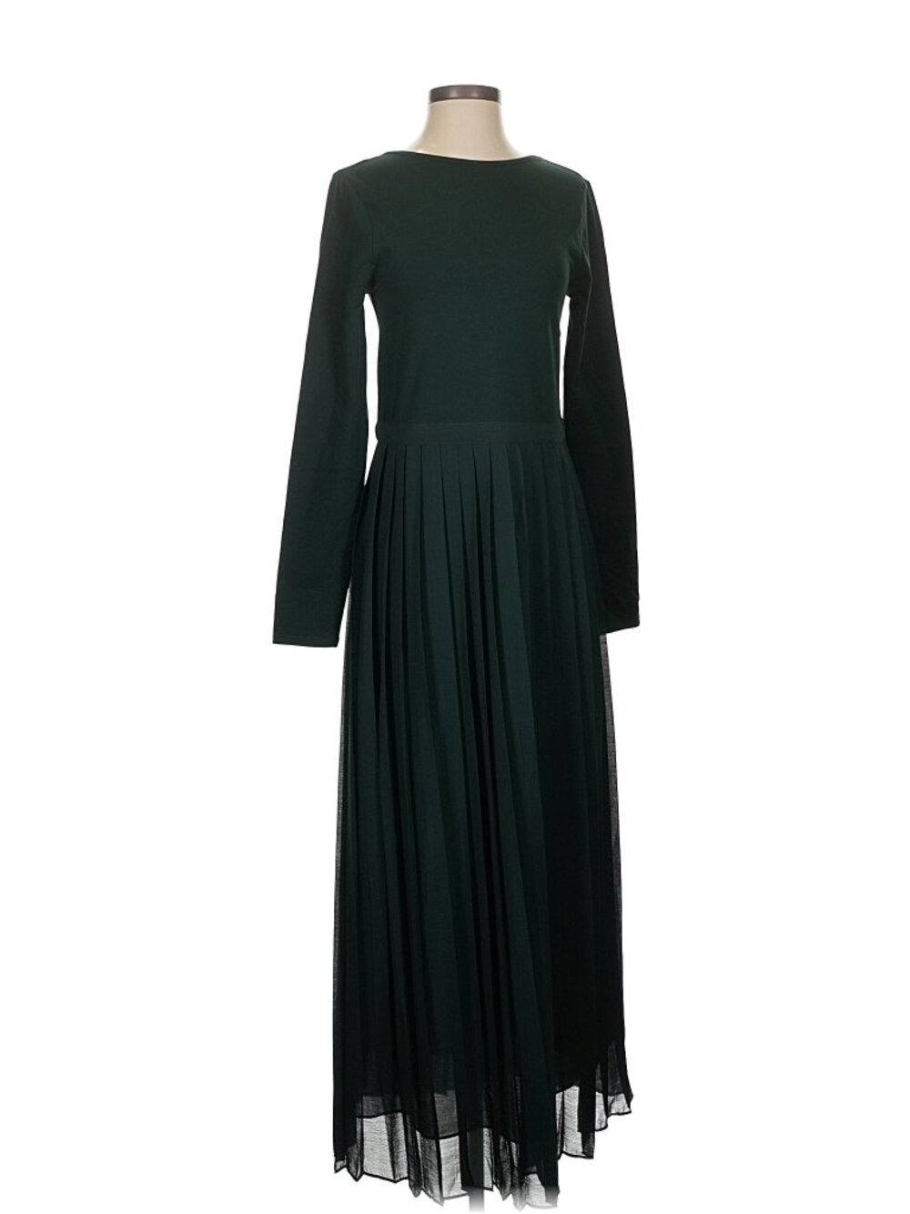 New J.Crew Green Pleated Ballet Maxi Dress Size small